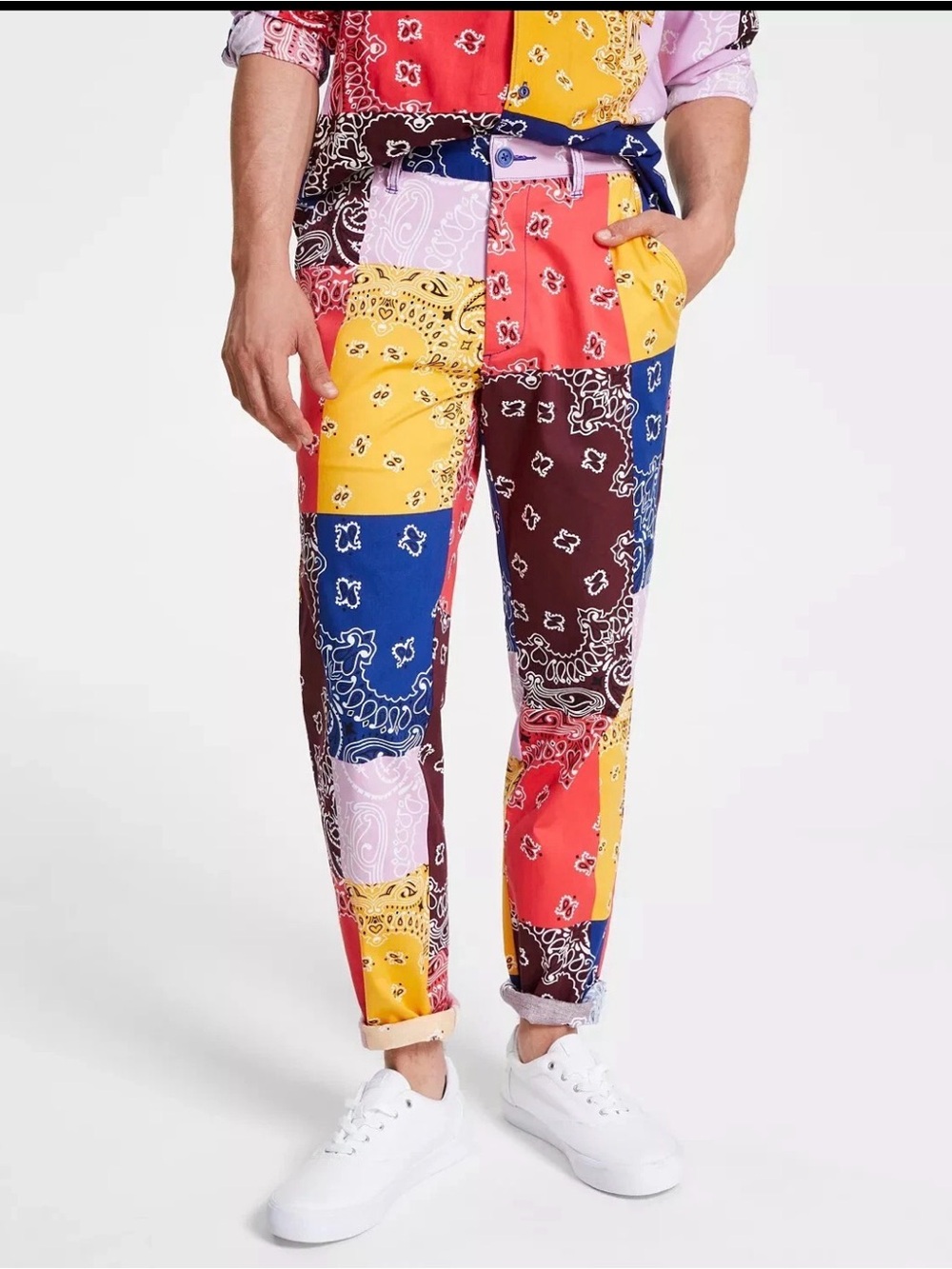 Sun + Stone Multicolor Patchwork Bandana Print Pants